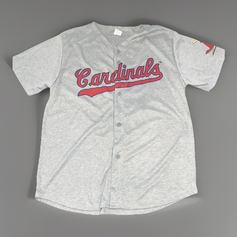 St. Louis Cardinals Baseball XL Grey Button Up Jersey Shirt